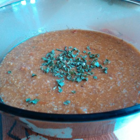 Rajská polévka s hlívou a quinoou